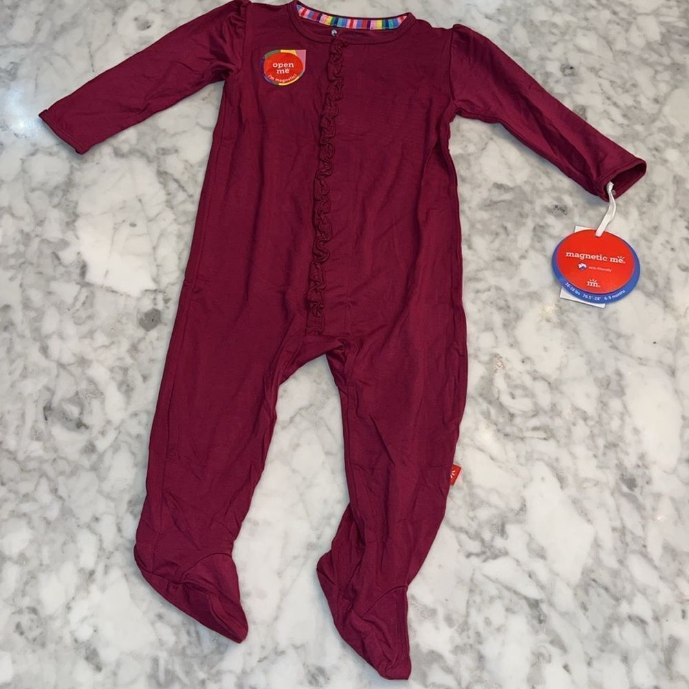 NWT MAGNETIC ME BEAUTIFUL BORDEAUX RUFFLE FOOTIE